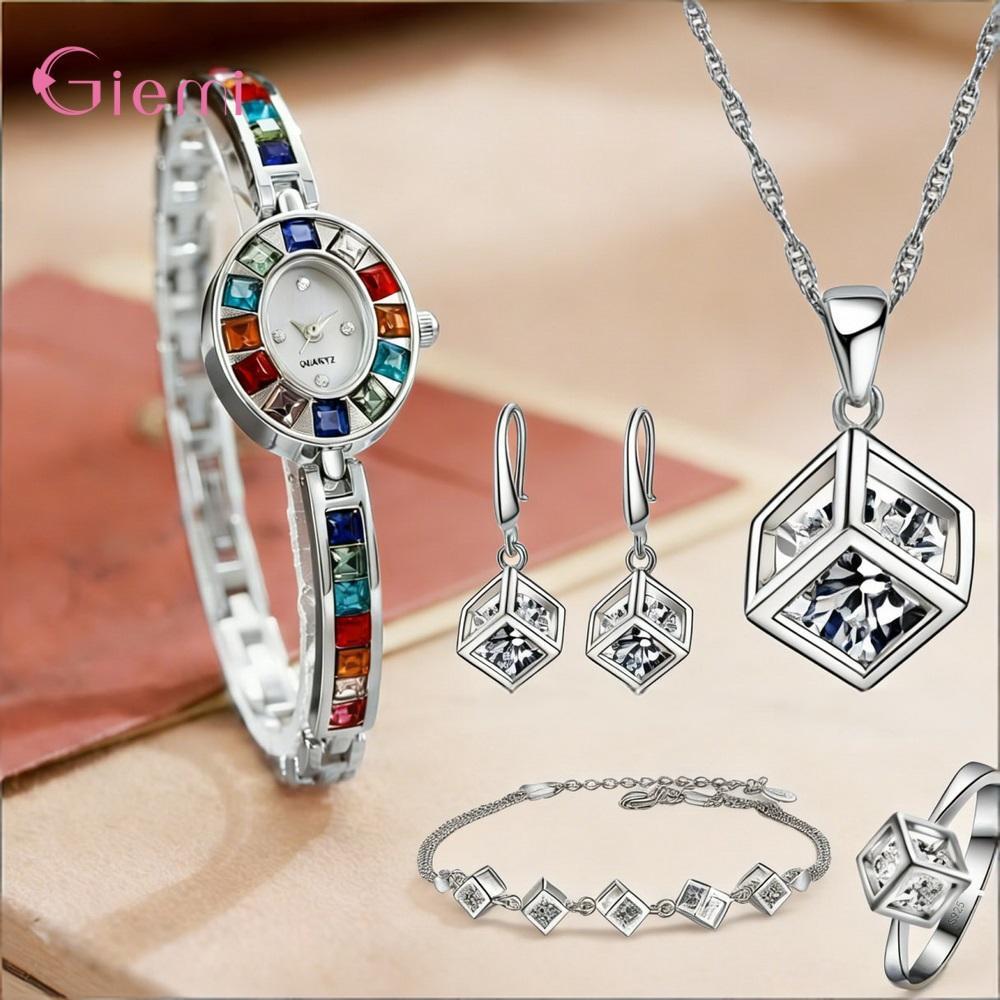Best Jewelry Watches - Pretty 925 Sterling Silver Geometry Crystal
