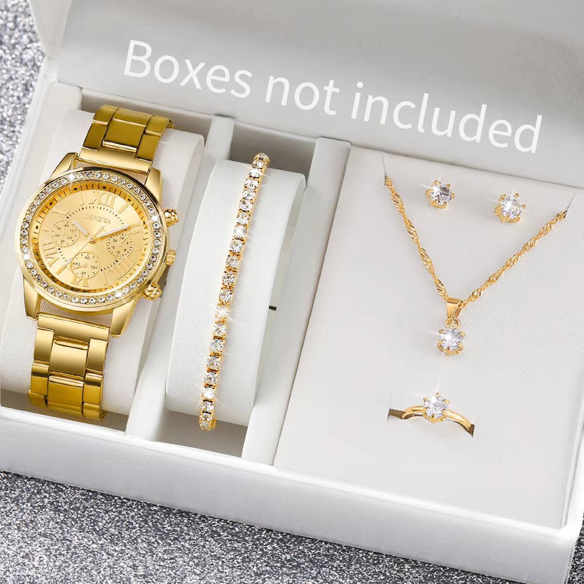 Jewelry Watches Women - 6PCS/Set Fashion Rhinestone Women Watches Analog
