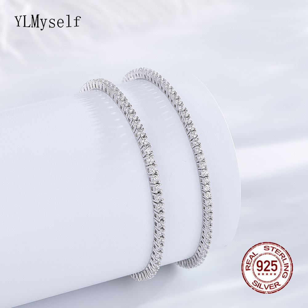 Tennis Bracelet Cubic - Real Silver 1.75mm/1.5mm White Cubic zircon