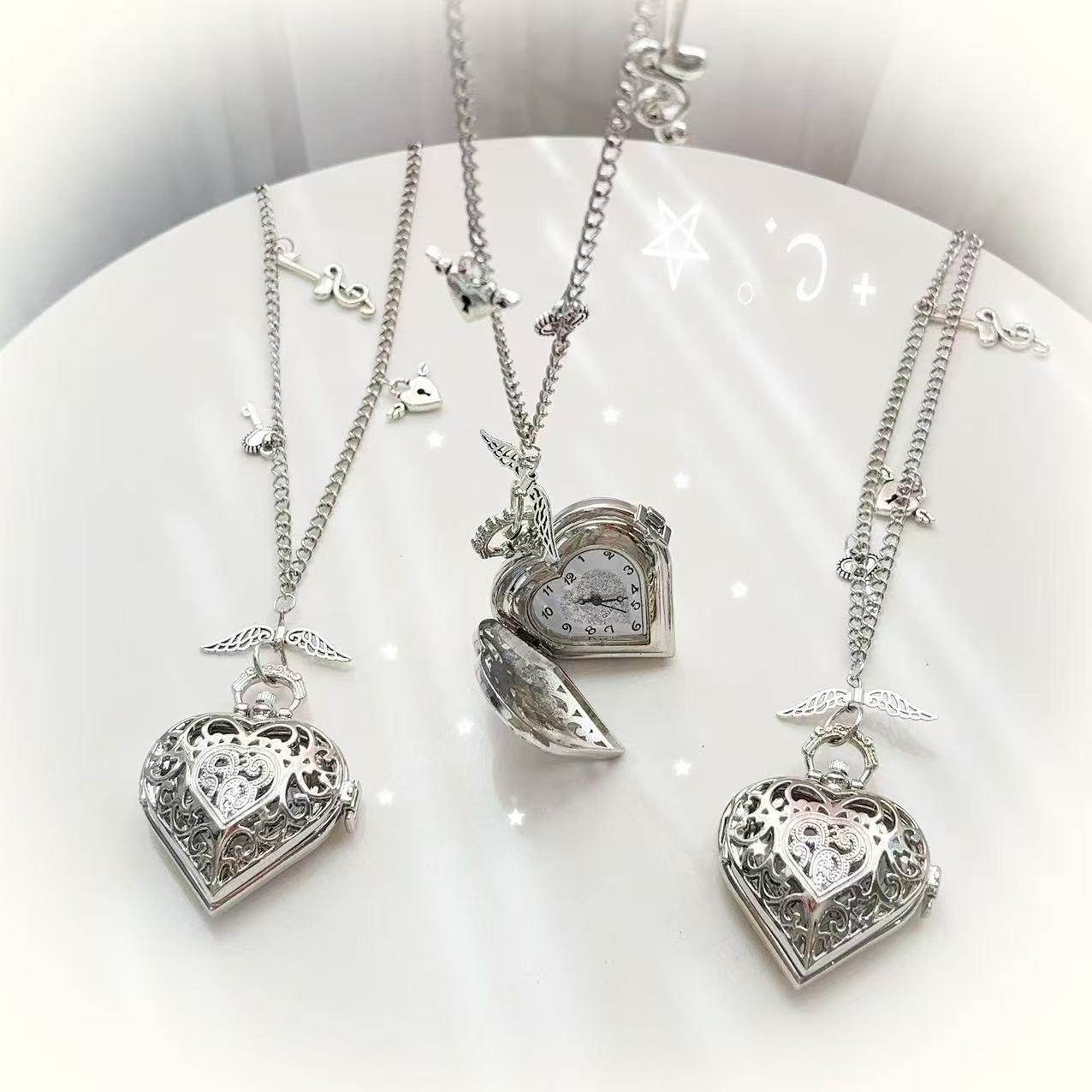 Y2K Hollow Heart Pocket Watch  - Vintage Jewelry Watches Women recension och pris
